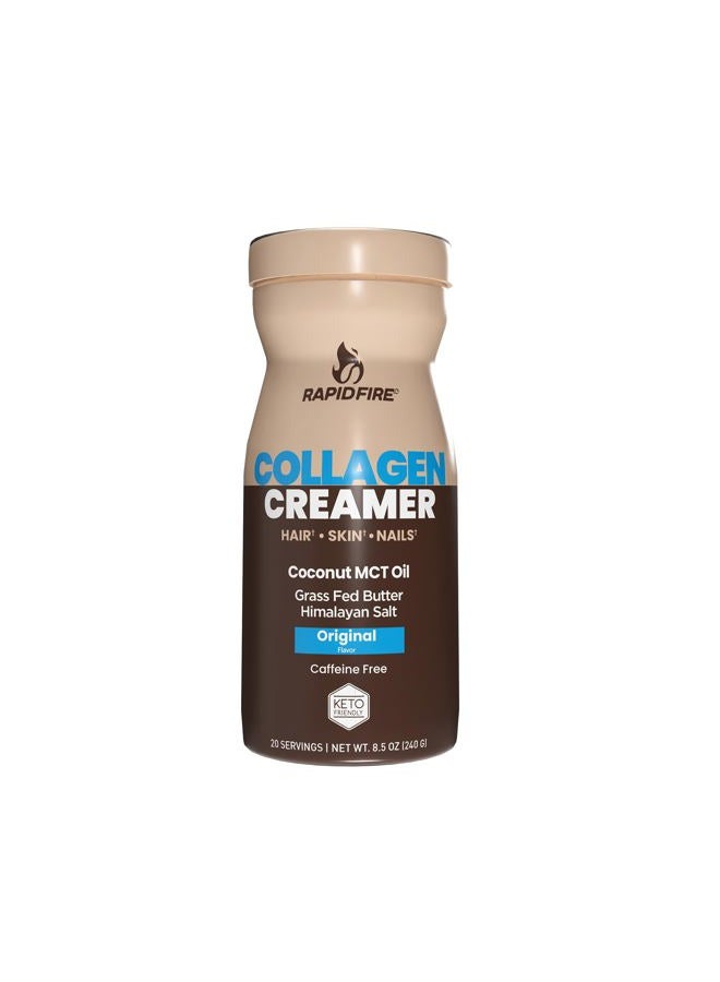 Rapid Fire Rapidfire Collagen Creamer Natural Flavor - 214 Grams (20 Servings), For Hair Skin Nail Health, With MCT Oil + Grass Fed Butter + Himalayan Salt, Keto Friendly Diet - Image 1